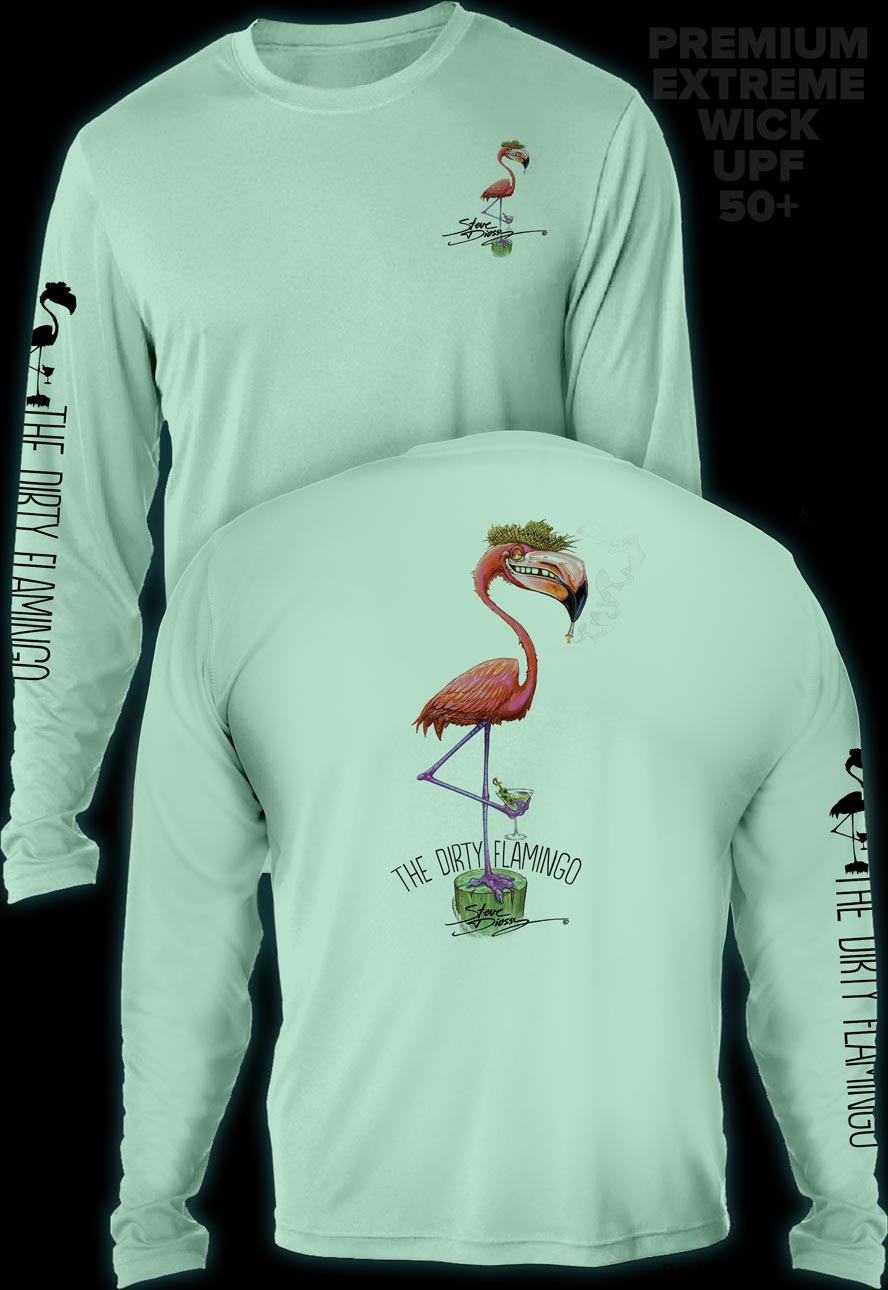 "Dirty Flamingo" Men's Extreme Wick Long Sleeve Performance Shirt ᴜᴘꜰ-ᴛᴇᴇ